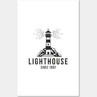 Lighthouse vintage textured logo. Trendy t-shirt design. Posters and Art